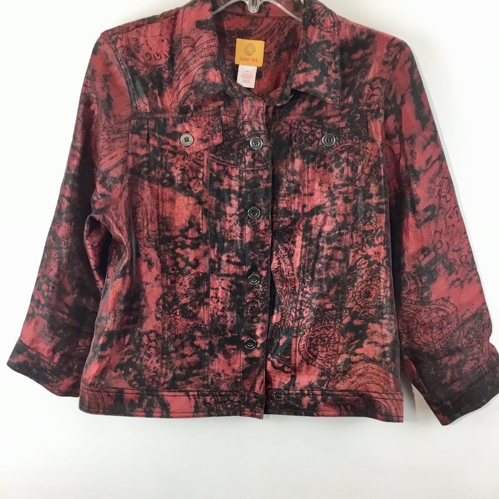 Ruby Rd Paisly Print Button Down Jacket Size 10 - image 2